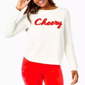 NWOT Lilly Pulitzer Sweatshirt with Red 'Cheery' Text